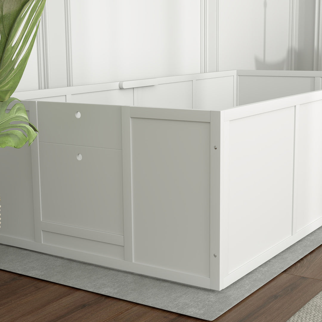 Hundebakke til hunde og hvalpe med justerbare indgange til store og små hunde, 196 x 96 x 48 cm, hvid