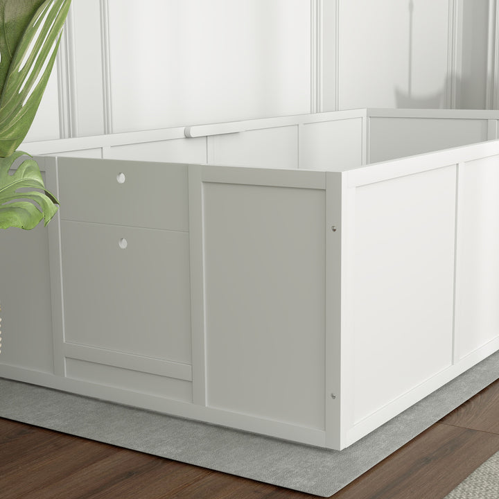 Hundebakke til hunde og hvalpe med justerbare indgange til store og små hunde, 196 x 96 x 48 cm, hvid