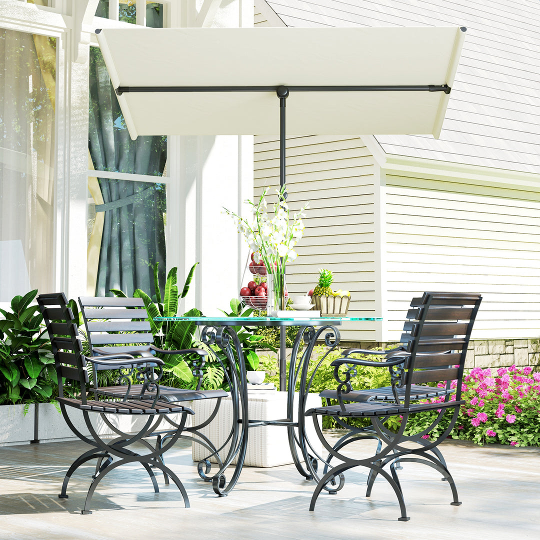 Parasol 180 grader drejelig højdejusterbar haveparasol med aluminiumsstang 150x205cm beige