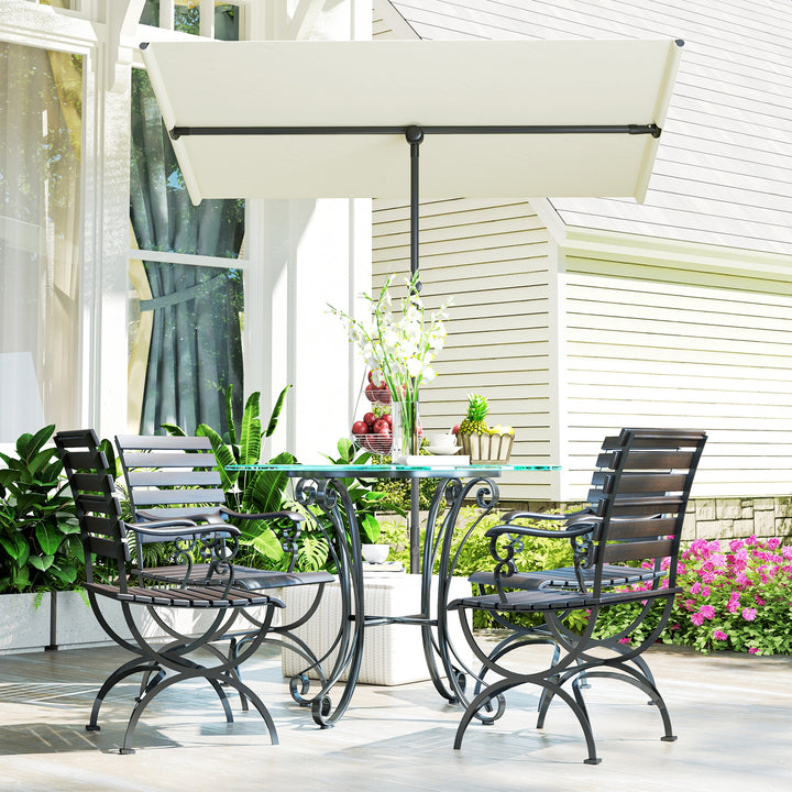 Parasol 180 grader drejelig højdejusterbar haveparasol med aluminiumsstang 150x205cm beige