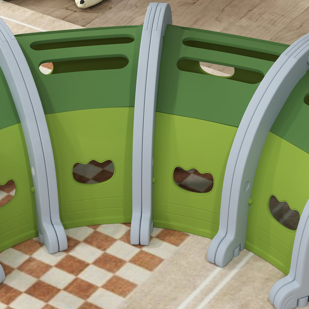 Krokodillelegetunnel, fleksibel form, robust, til børn 3-6 år, 194 x 88 x 92 cm, grøn