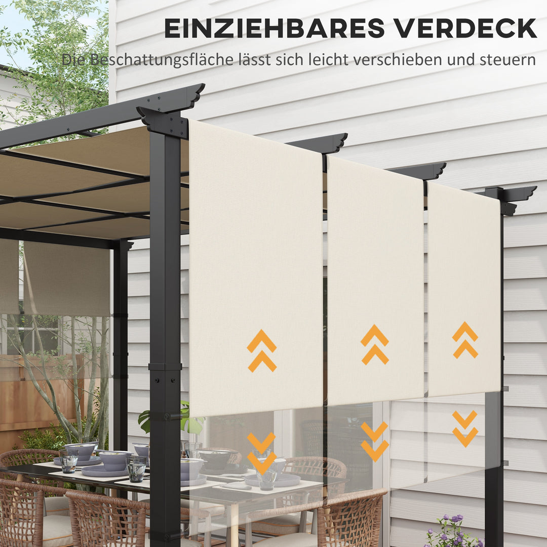 Markise/solsejl. Pergola, vejrbestandig, inklusive monteringsbeslag, 3 x 3,5 m, beige