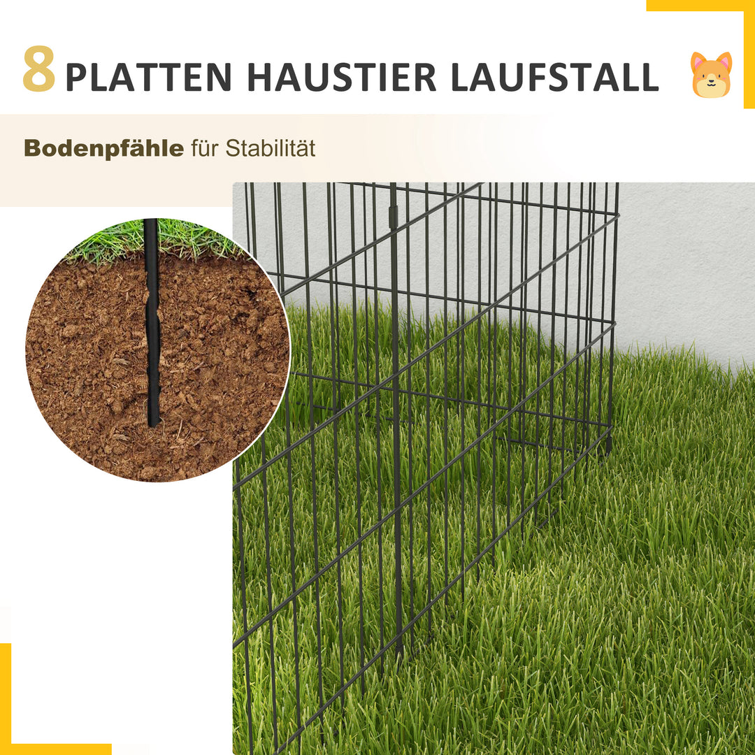 Kæledyrs legegård, legegård til hvalpe og små hunde, med dør, indendørs og udendørs brug, 76 cm, sort