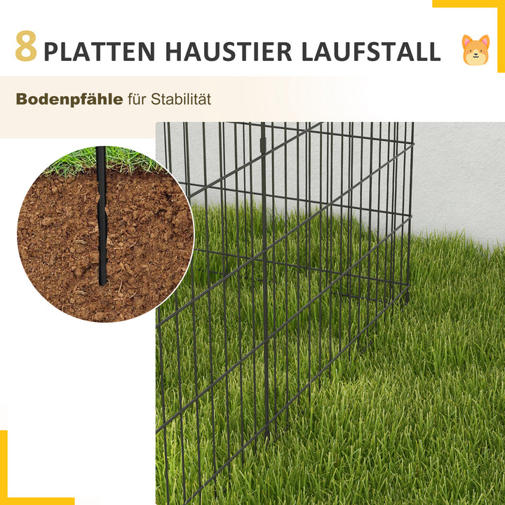 Kæledyrs legegård, legegård til hvalpe og små hunde, med dør, indendørs og udendørs brug, 76 cm, sort