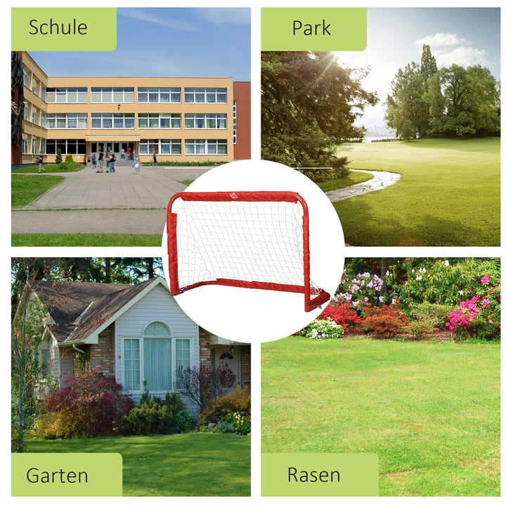 Fodboldmålsæt, 2 foldbare minimål, metalramme, inklusive værktøj, 90 x 36 x 60 cm, rød