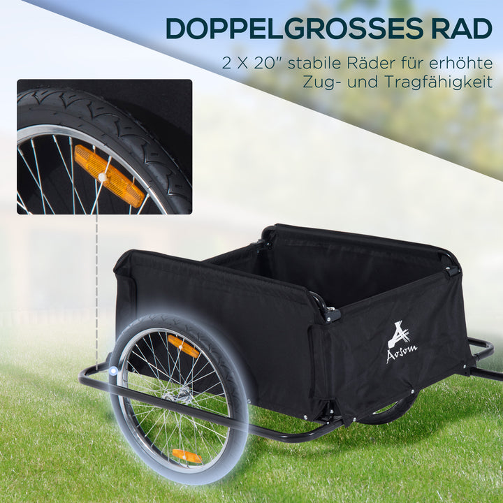 Foldbar cykeltrailer med kobling, transportvogn lasteevne op til 40 kg, transporttrailer til cykelhåndvogn 140 x 88 x 60 cm