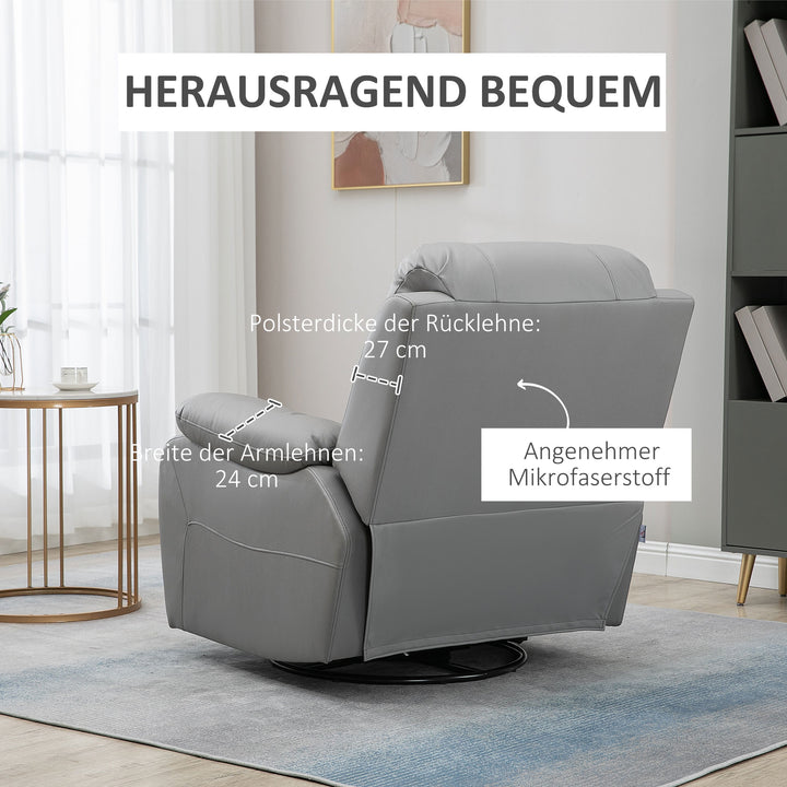 Lænestol, lænestol, vippefunktion, drejefunktion, gyngefunktion, med fodstøtte, stål, grå, 93 x 100 x 98 cm