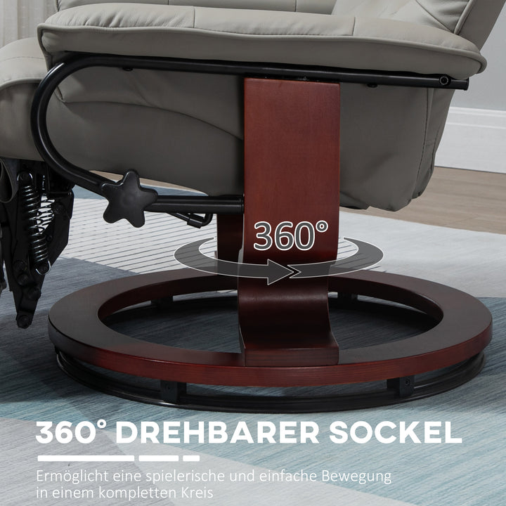 Afslappende lænestol tv-stol lænestol kunstlæder 360° drejestol 145° vipbar grå 78 x 87 x 100 cm