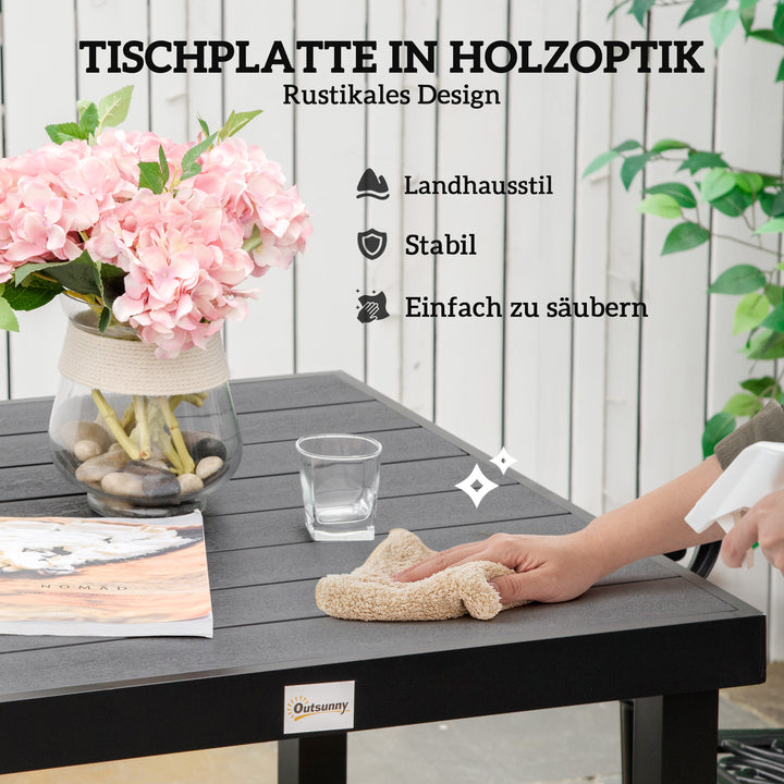 Havebord til 4 personer, spisebord, aluminiumsbord, havemøbler, loungemøbler, letplejelig plastik, sort, 78 x 78 x 74 cm
