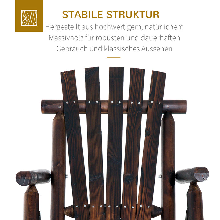 Gyngestol med armlæn, vejrbestandig, massivt træ, forkullet, 97 x 69 x 93 cm