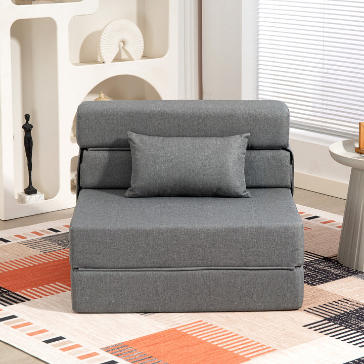 3-i-1 sovesofa med linnedlook, 80 x 80 x 64 cm, mørkegrå