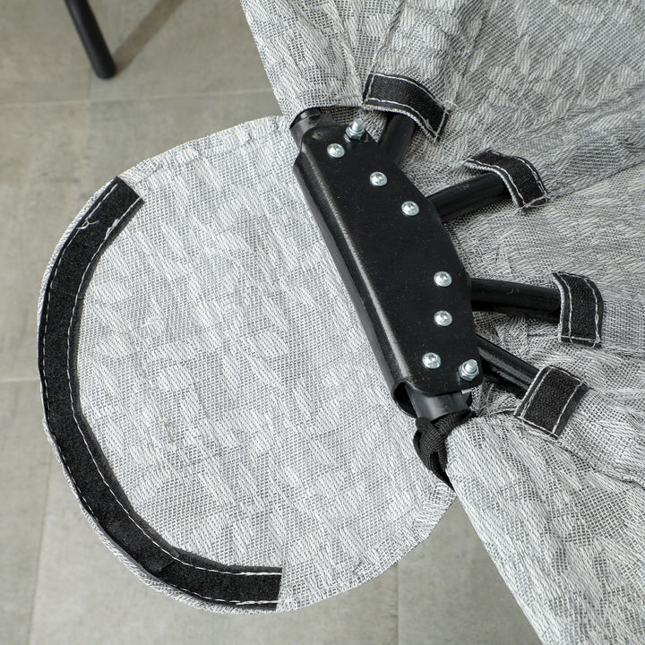 Ægformet hængekurv, hængestol med gyngefunktion og foldbar kurv, havestol, kopholder, grå