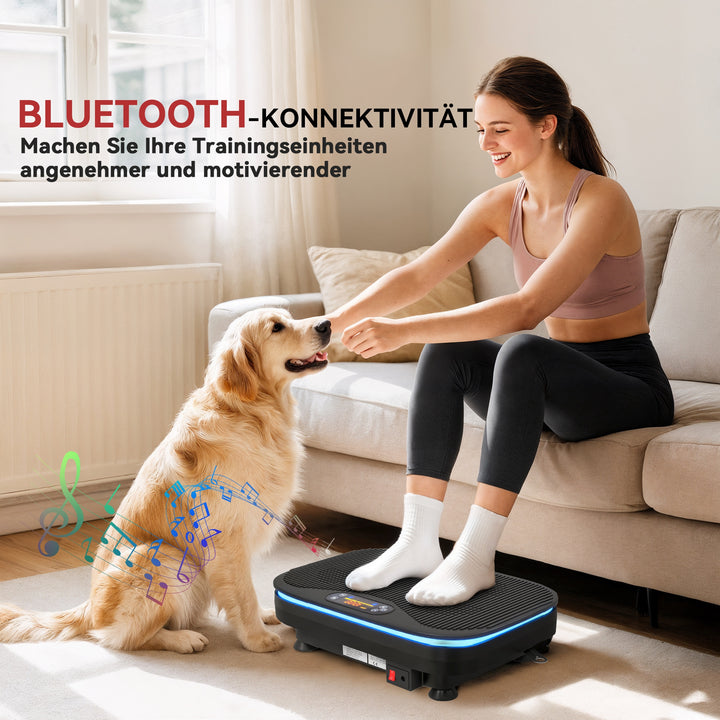Vibrationsplade med Bluetooth og fjernbetjening – 99 niveauer, sort