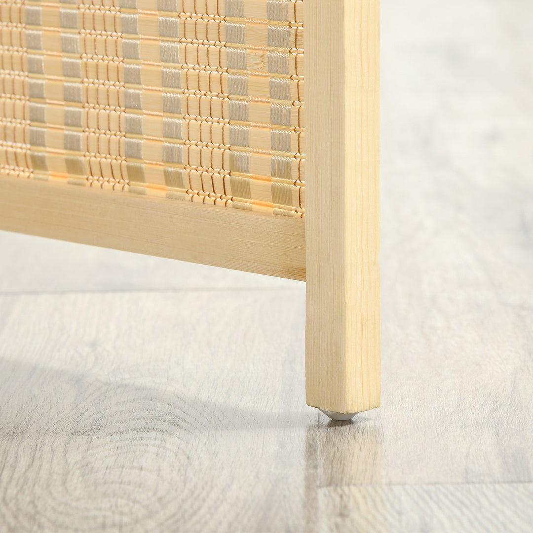 Bambus rumdeler med 2 hylder, foldbar, fodpuder, naturfarvet