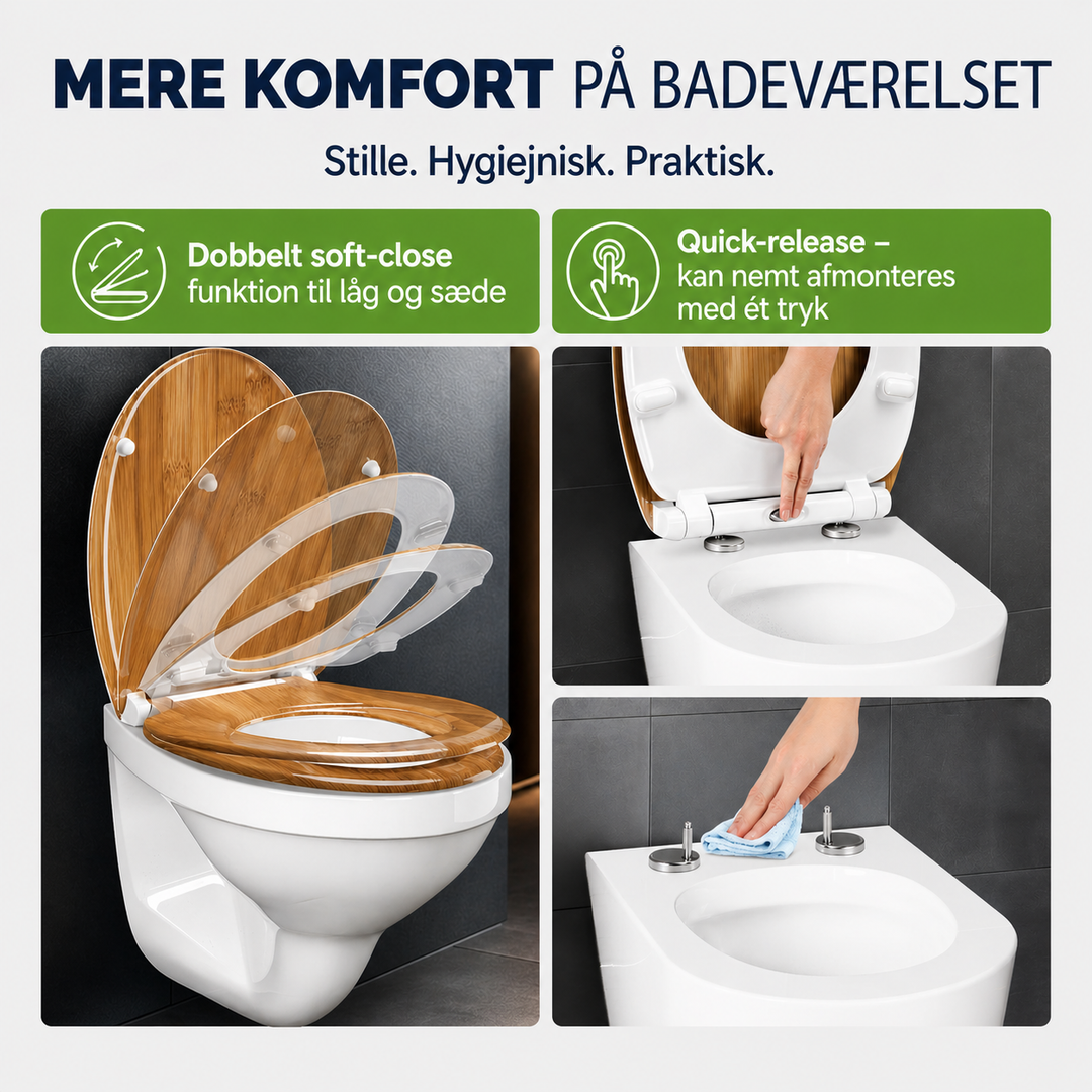 Soft close toiletsæde, naturfarvet-brun