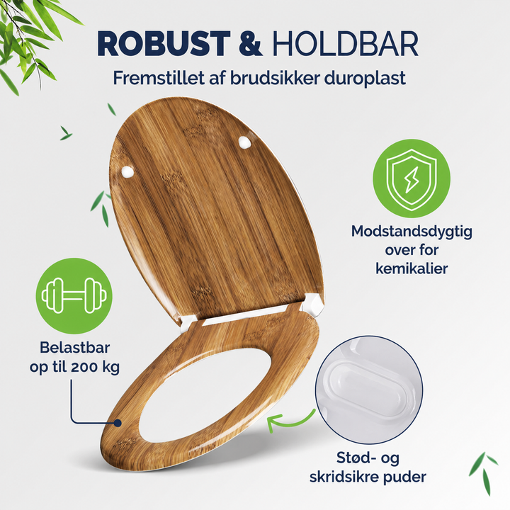 Soft close toiletsæde, naturfarvet-brun