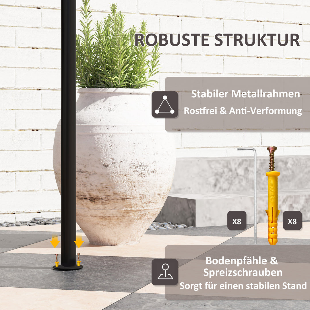 Grillpavillon 242x232x248 cm, vandafvisende, flammehæmmende, havepavillon med dobbeltlagstag, kaffe