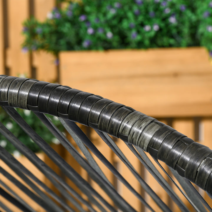 Rattan lænestol, udendørs lænestol, havelænestol, PE-rattan, 89 cm x 75 cm x 143 cm, grå + sort