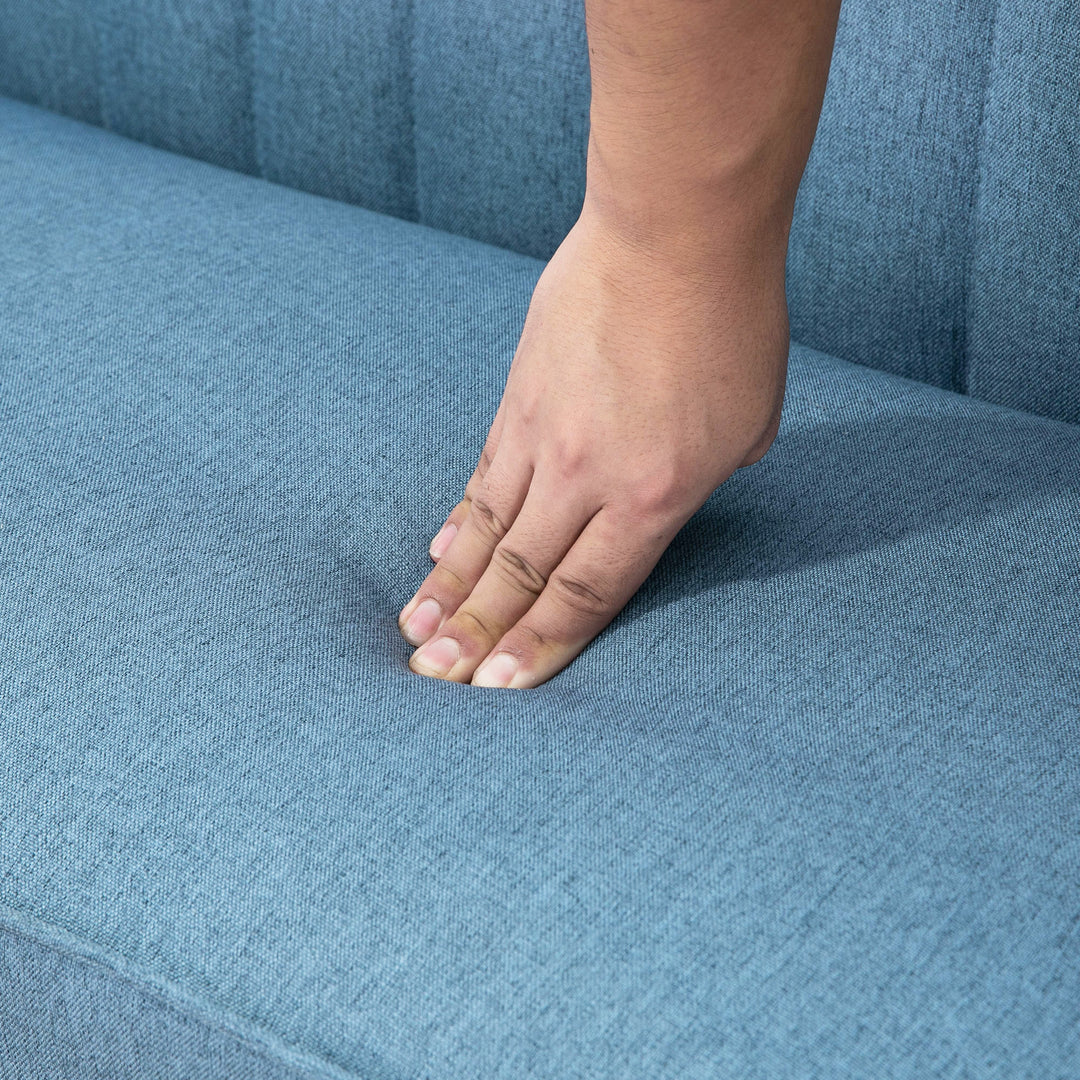 2-Personers sofa i retro-look, blød polstring, letplejeligt betræk, op til 150 kg, 117 x 56,5 x 77 cm, blå