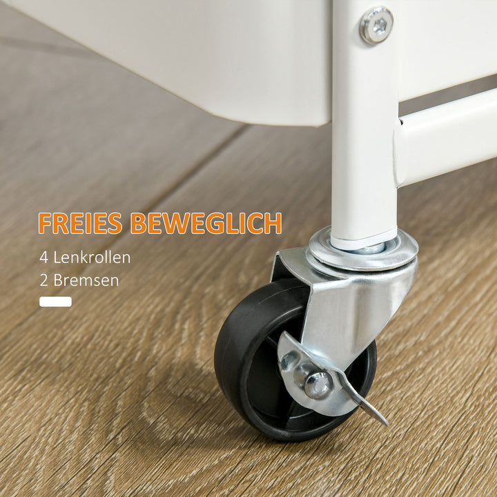 Køkkenvogn med hulplade, håndklædeholdere og opbevaringskurve, 51,5 cm x 32 cm x 75,6 cm, hvid