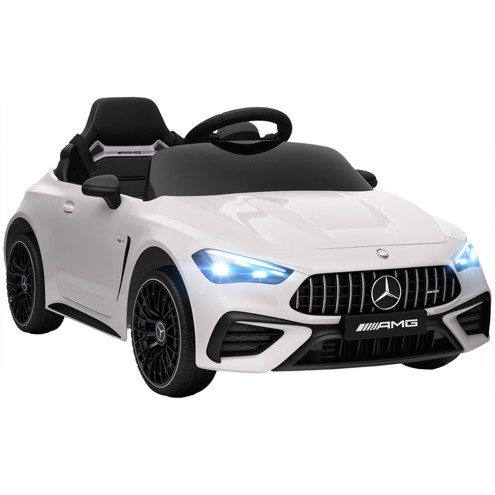 Børne elbil, Mercedes design, 12V motor, fjernbetjening, LED-lys, musik, til børn i alderen 3-6 år, hvid