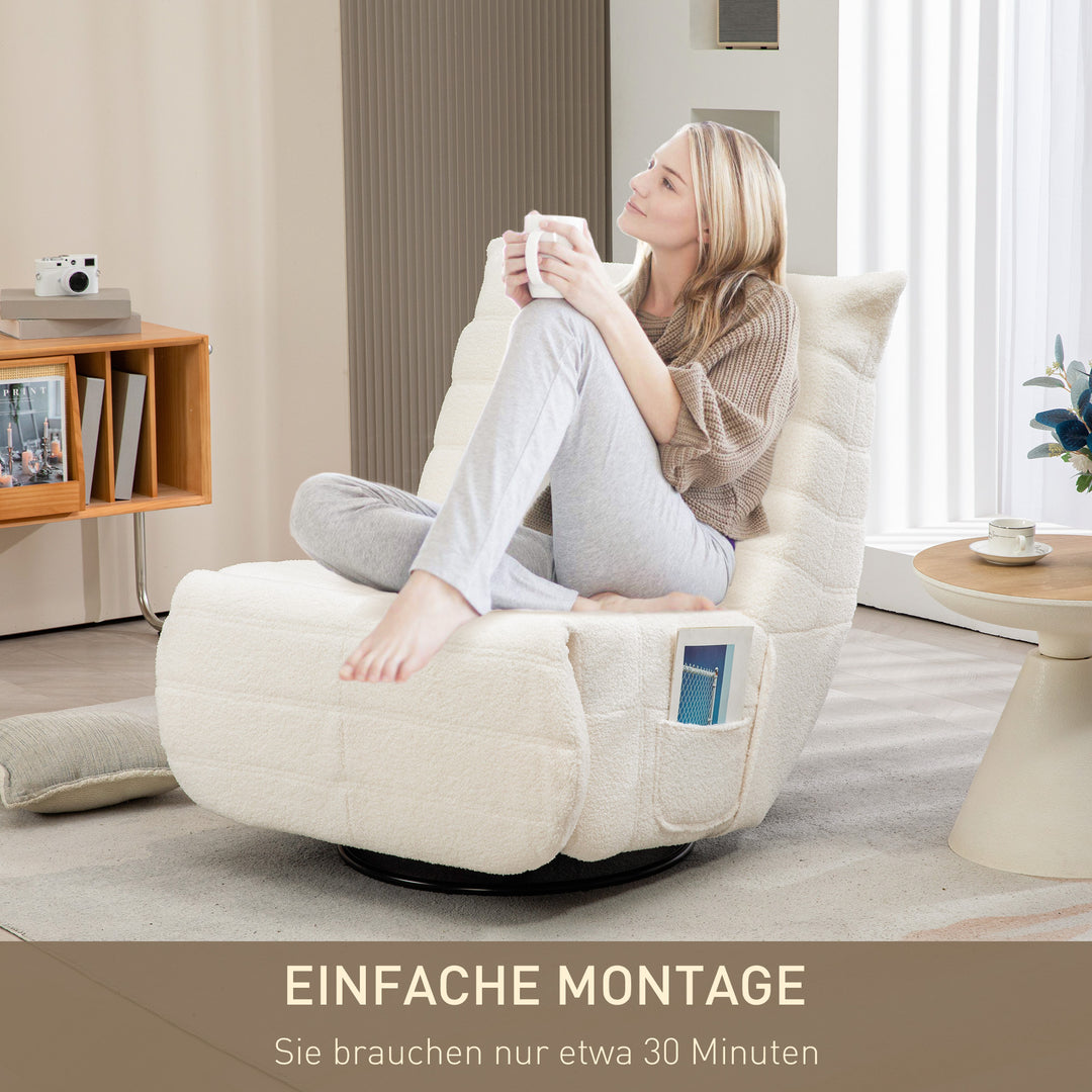 Sækkestol, justerbar, lasteevne op til 150 kg, 84 x 104 x 87 cm, cremefarvet