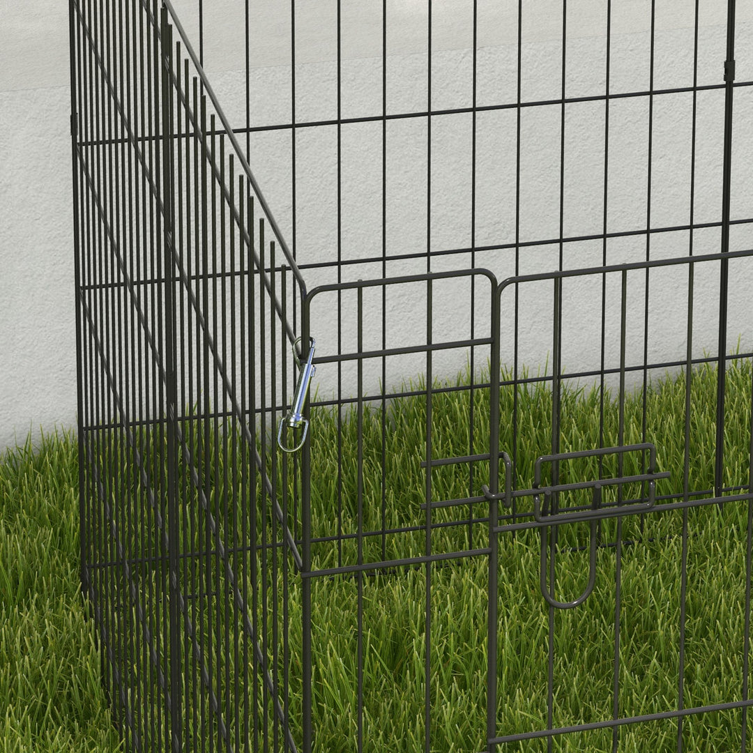 Kæledyrs legegård, legegård til hvalpe og små hunde, med dør, indendørs og udendørs brug, 76 cm, sort