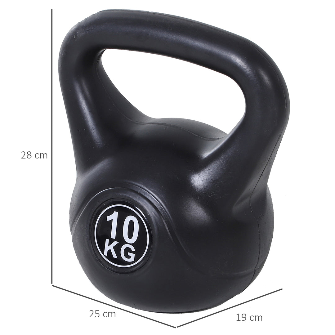 Kettlebell 10 kg vægthåndvægt fyldt med sand til begyndere sort