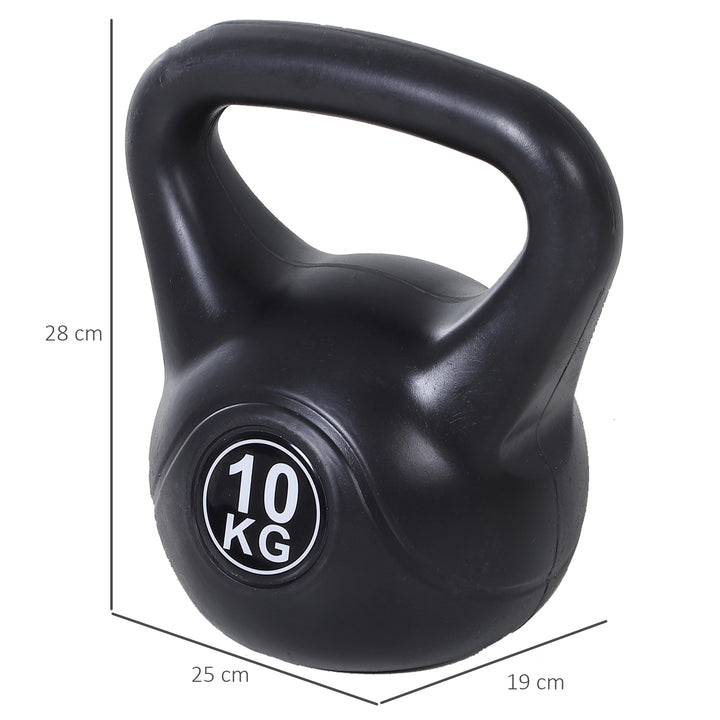 Kettlebell 10 kg vægthåndvægt fyldt med sand til begyndere sort