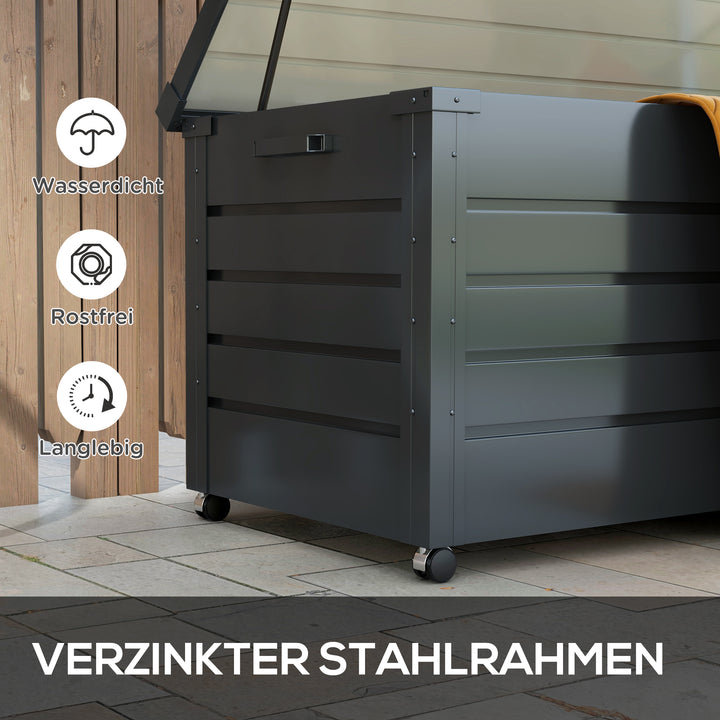 Metal haveopbevaringskasse, 311 liter, med håndtag, 120 x 62 cm, mørkegrå