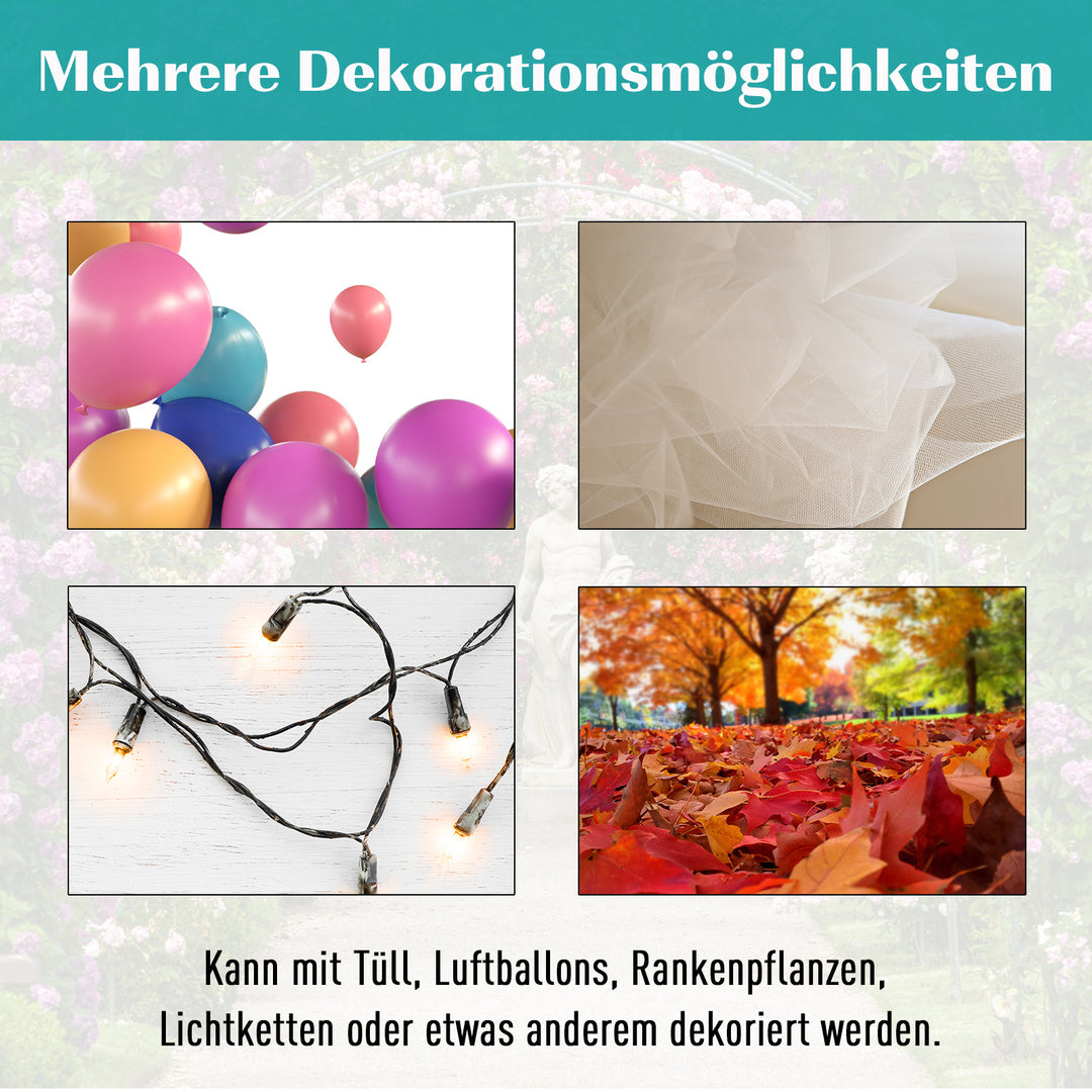 Plantebue med bænk, siddebænk, buegang, espalier, klatrehjælp, have, buet tag, metal, sort, 154 x 60 x 205 cm
