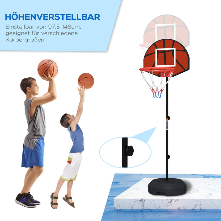 Basketballstativ, højdejusterbar, magnetisk dartskive, 98-148 cm, sort