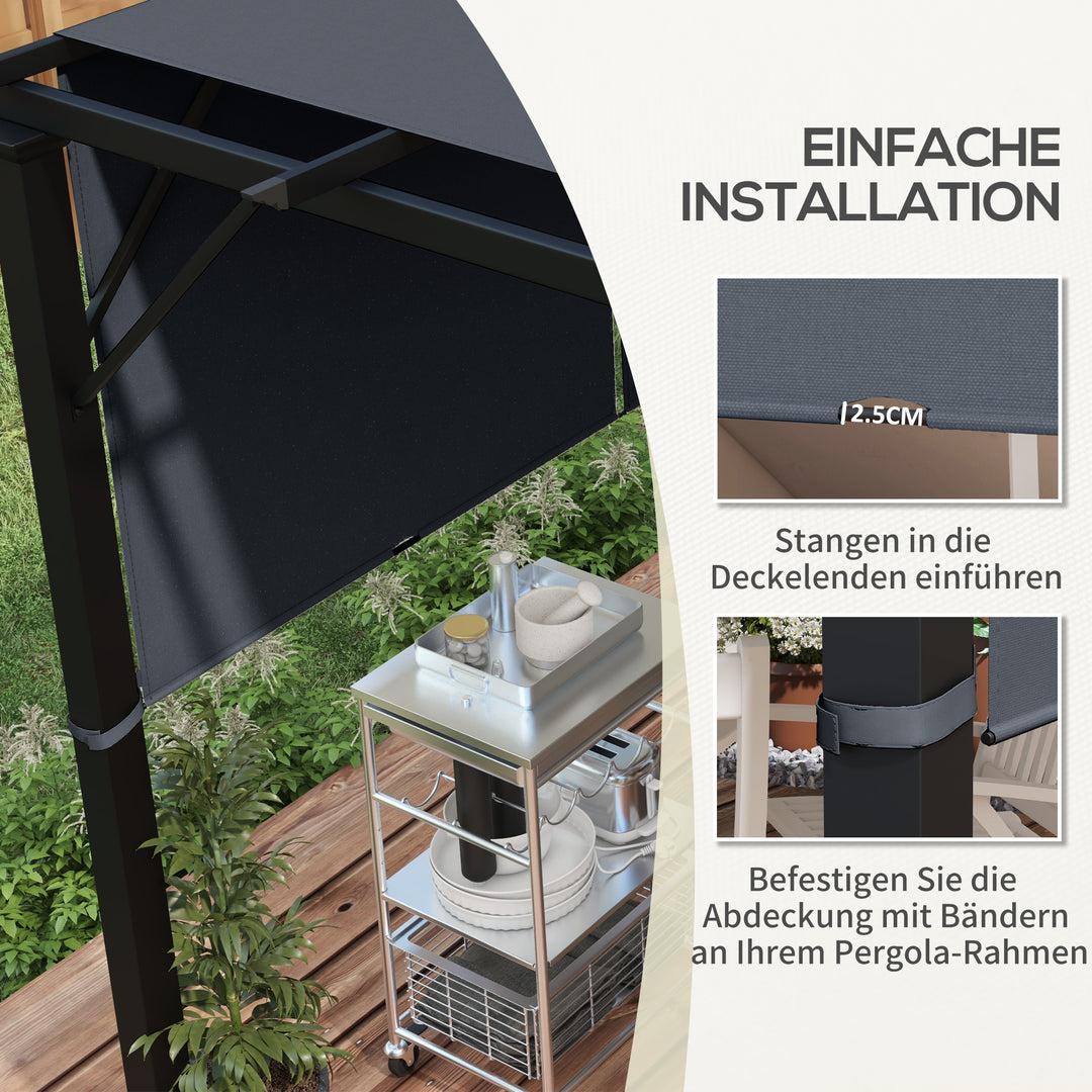 Udskiftningstag til pergola med UV-beskyttelse, solskærm til terrassetag til 3 x 3 m pavillon, mørkegrå