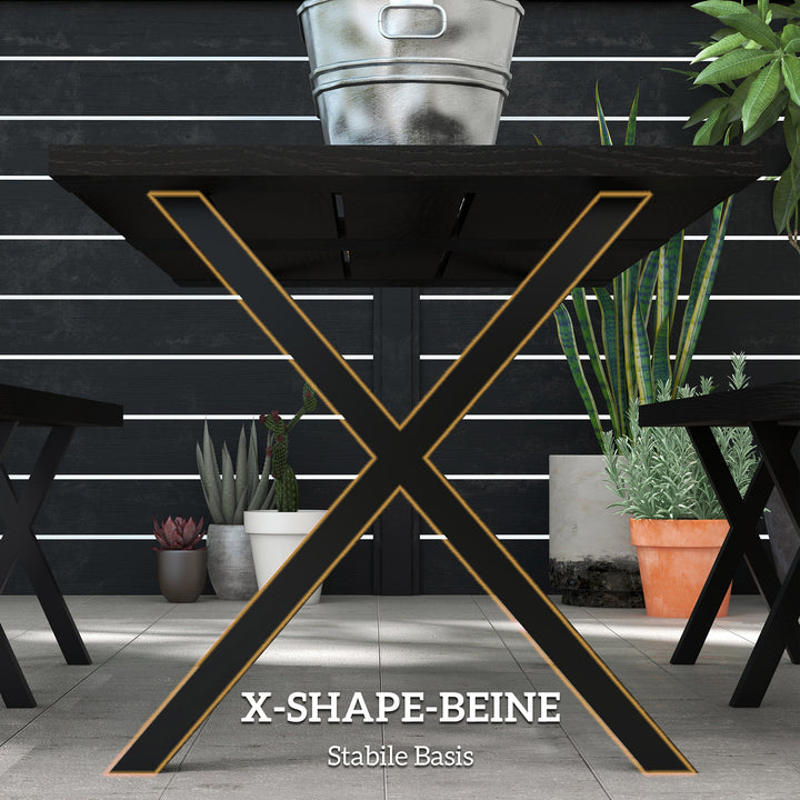 Ølteltsæt til 6 personer, vejrbestandigt, trælook, aluminiumsramme, sort