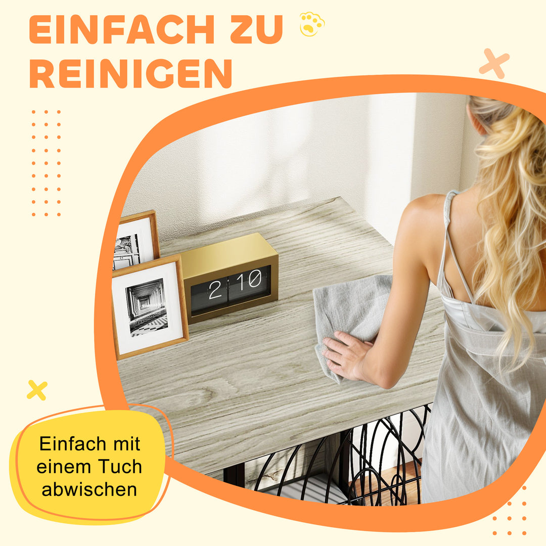 Hundebur, låsbart hundebur til store hunde, grå