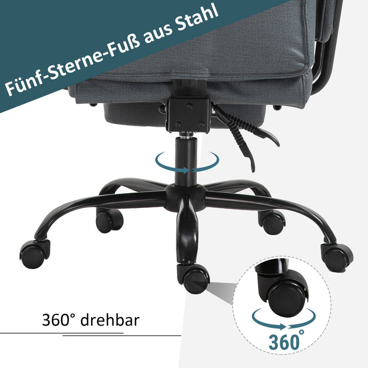 Kontorstol ergonomisk executive-stol 360° drejelig computerstol højdejusterbar med nakkestøtte og polstrede armlæn med fodstøtte kunstlæder 68 x 80 x 120–126 cm