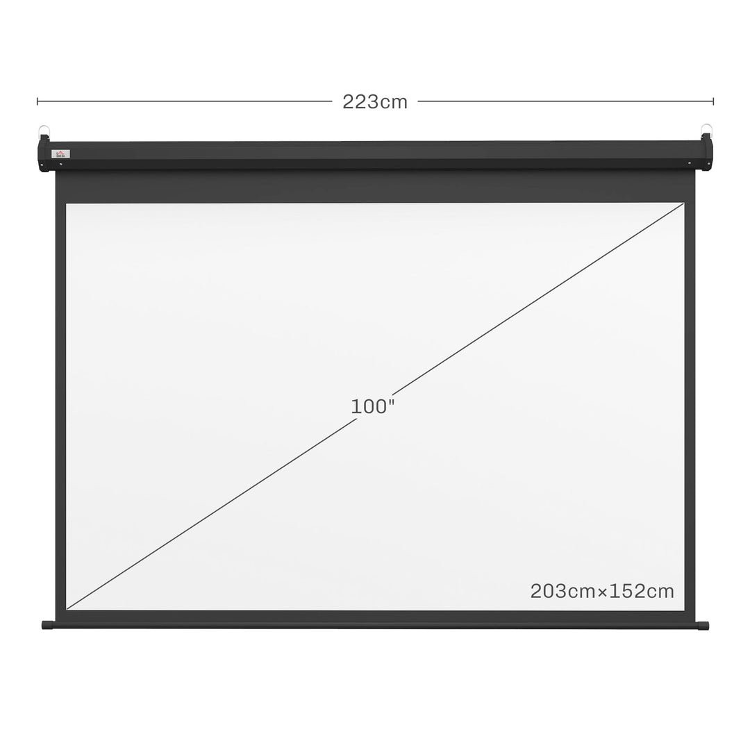 Projektorlærred, projektionslærred, 100 tommer, 4:3, 203 x 152 cm, sort