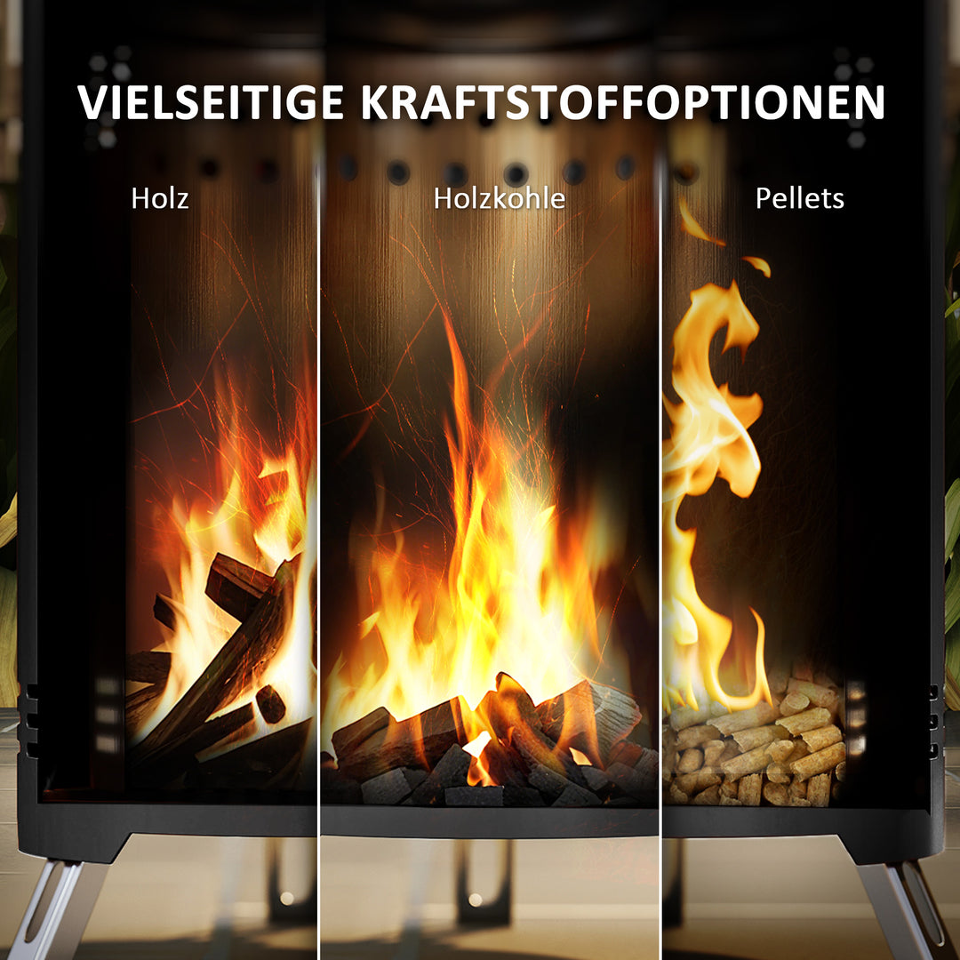 Bålfad 16x25cm lavet af rustfrit stål bålfad med poker røgfri bålfade sort