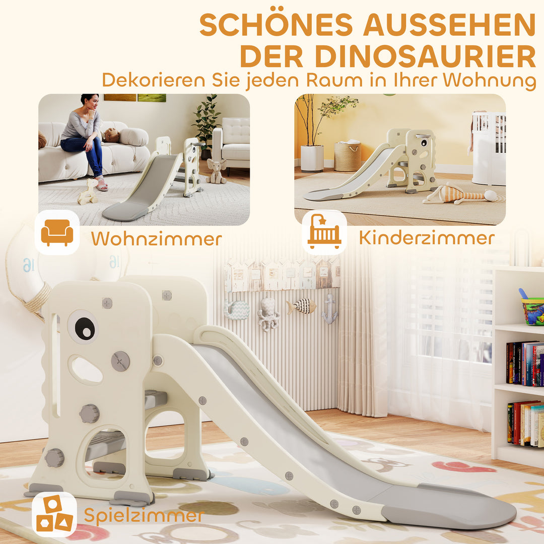 3-i-1 børnerutsjebane med klatrestativ, basketballkurv, bold, foldbar indendørs småbørnsrutsjebane til børn 2-5 år