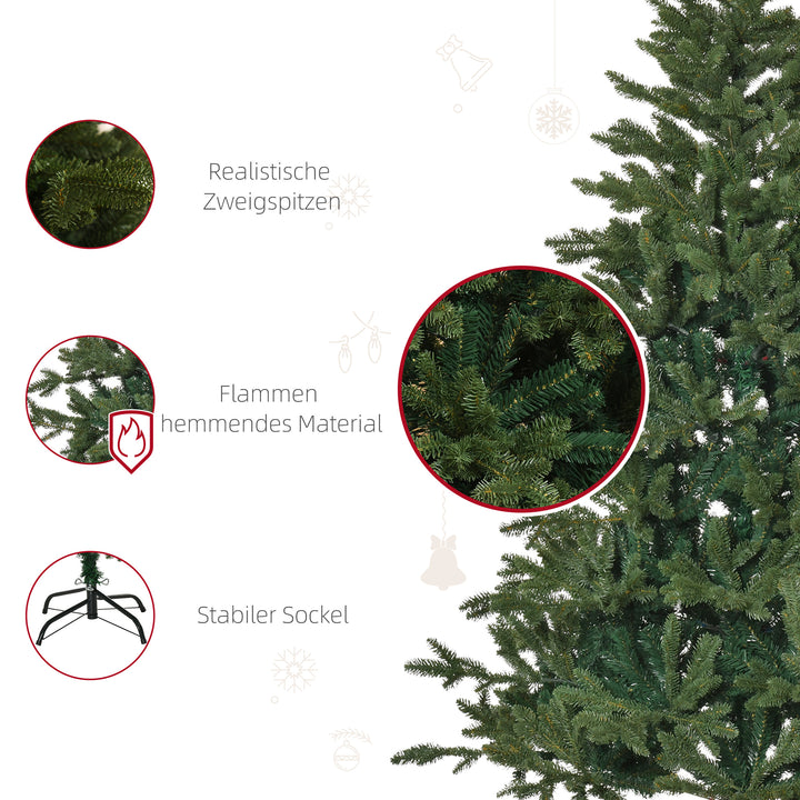 Kunstigt juletræ 180 cm, kunstigt grantræ med 748 spidser, 3 forskellige bladformer, flammehæmmende, med metalfod til indendørs brug