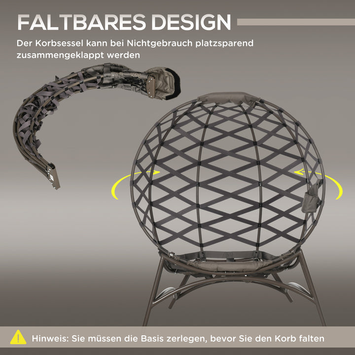 Havestolsæt med 2 dele, skammel/sidebord, stor sædehynde, stålstel, farve: sand, 118 x 75 x 142 cm