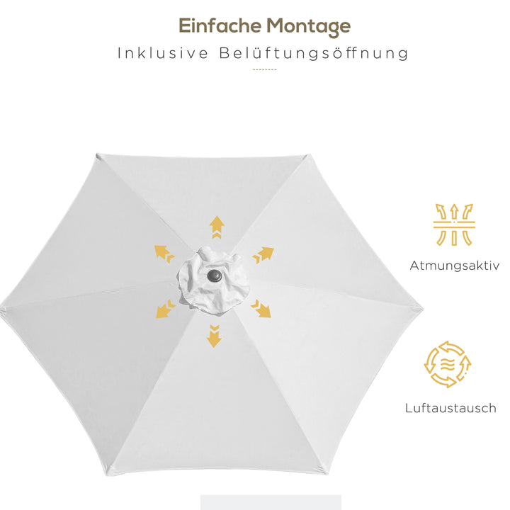 Sammenklappelig parasol, haveparasol, markedsparasol med håndsving, aluminium, 180 cm, polyester, beige, Ø 2,6 x 2,35 m