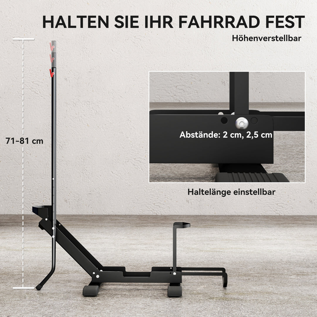 Cykelstativ i stål, 80 mm dækbredde 75 x 41 x 81h cm sort