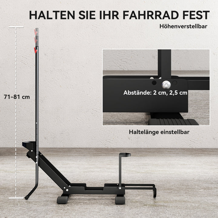 Cykelstativ i stål, 80 mm dækbredde 75 x 41 x 81h cm sort
