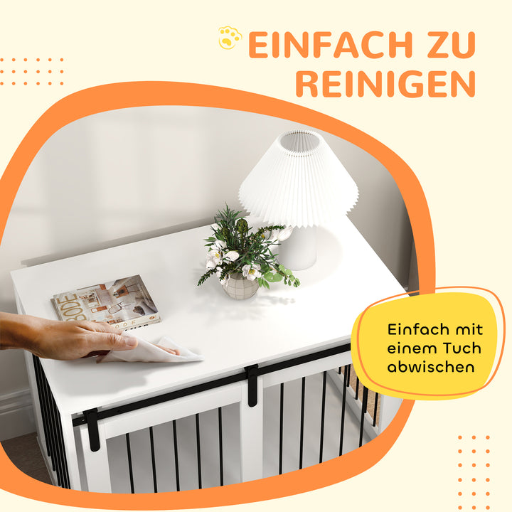 Hundebur med skydedør, ventilation, spånplade og stål, 98 x 58 x 61 cm, valnød