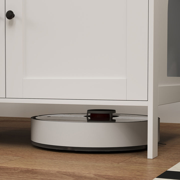 Kattebakkeskab med dørskillevæg kattebakke til store katte 80 x 51 x 54 cm hvid