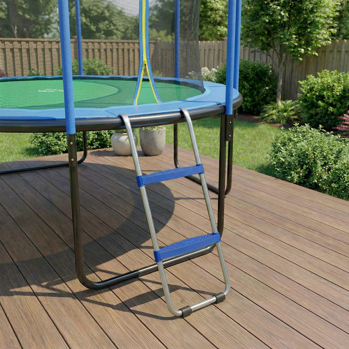 Trampolinstige 32/63 cm 2 trin Indstigningsstige Trampolinstige op til 150 kg med galvaniseret stålramme Blå