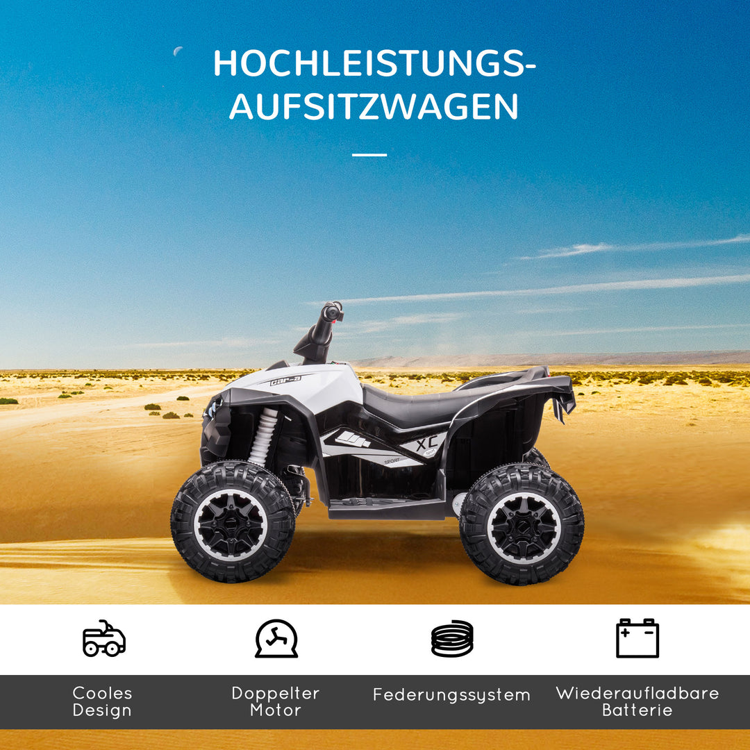 Børne ATV elektrisk kørebil, 6 km/t, lyd- og lyseffekter, 83 cm x 53 cm x 55,5 cm, sort + hvid
