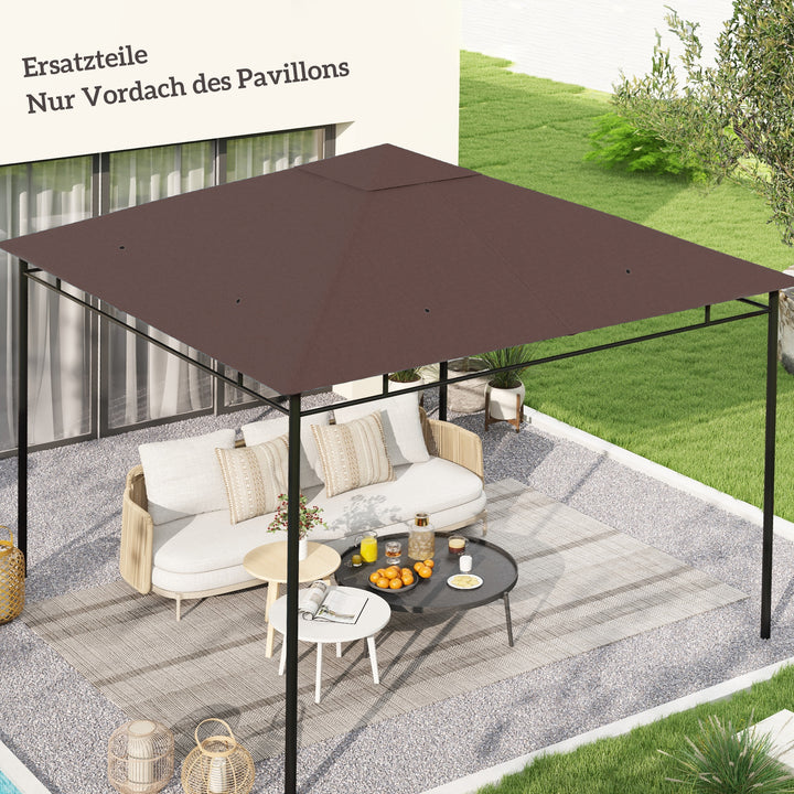 Udskiftningstag til havepavillon, polyester, 2,98 x 2,95 m, kaffe