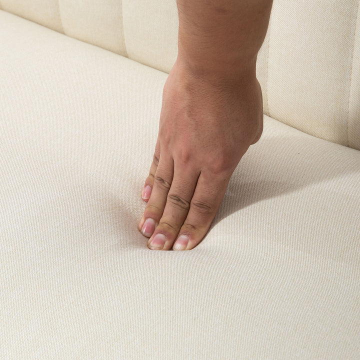 2-Personers sofa, blød polstring, letplejeligt betræk, op til 150 kg, 117 x 56,5 x 77 cm, cremehvid